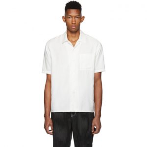 AMI Alexandre Mattiussi White Camp Collar Shirt AMI Alexandre Mattiussi White Camp Collar Shirt