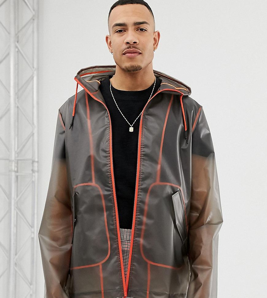 ASOS DESIGN Tall transparent windbreaker with contrast neon taping ...