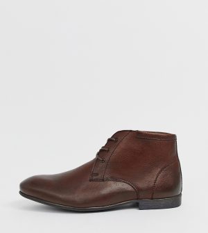 ASOS DESIGN Wide Fit chukka boots in brown leather - Brown ASOS DESIGN Wide Fit chukka boots in brown leather - Brown