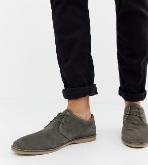ASOS DESIGN Wide Fit derby shoes in gray suede with piped edge - Gray ASOS DESIGN Wide Fit derby shoes in gray suede with piped edge - Gray