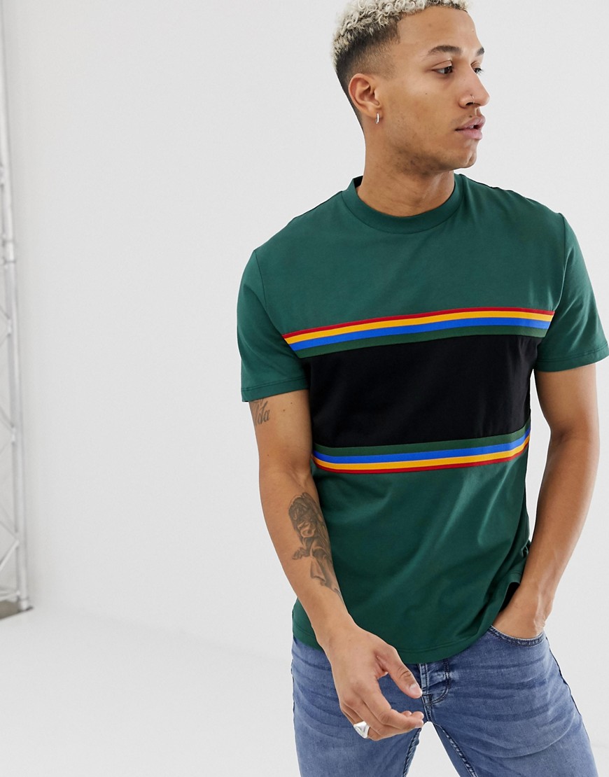 ASOS DESIGN relaxed t-shirt with contrast taping in green – Green | The ...