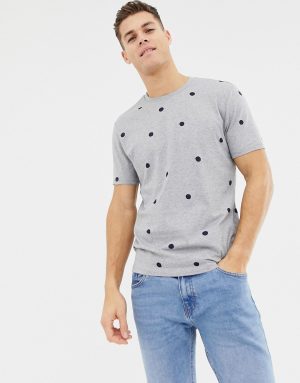 ASOS DESIGN relaxed t-shirt with polka dot print - Gray ASOS DESIGN relaxed t-shirt with polka dot print - Gray