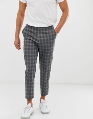ASOS DESIGN smart tapered pants in gray check - Gray ASOS DESIGN smart tapered pants in gray check - Gray