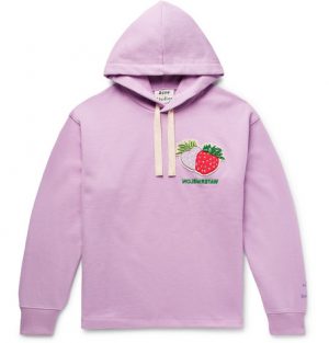Acne Studios - Oversized Appliquéd Embroidered Loopback Cotton-Jersey Hoodie - Men - Purple Acne Studios - Oversized Appliquéd Embroidered Loopback Cotton-Jersey Hoodie - Men - Purple