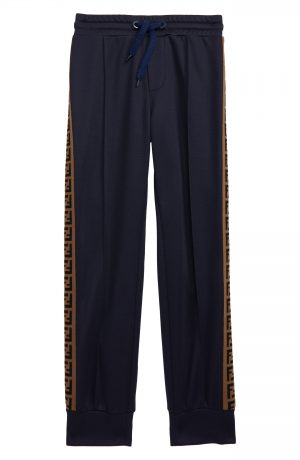 Boy's Fendi Logo Stripe Track Pants, Size 4Y - Blue Boy's Fendi Logo Stripe Track Pants, Size 4Y - Blue