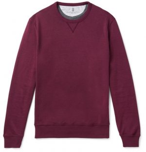 Brunello Cucinelli - Cotton-Blend Jersey Sweatshirt - Men - Burgundy Brunello Cucinelli - Cotton-Blend Jersey Sweatshirt - Men - Burgundy