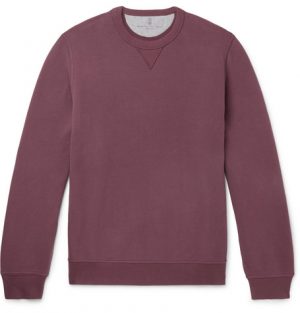 Brunello Cucinelli - Fleece-Back Stretch-Cotton Jersey Sweatshirt - Men - Burgundy Brunello Cucinelli - Fleece-Back Stretch-Cotton Jersey Sweatshirt - Men - Burgundy