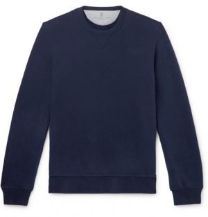 Brunello Cucinelli - Fleece-Back Stretch-Cotton Jersey Sweatshirt - Men - Navy Brunello Cucinelli - Fleece-Back Stretch-Cotton Jersey Sweatshirt - Men - Navy