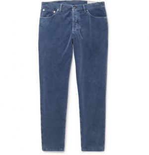 Brunello Cucinelli - Slim-Fit Tapered Cotton-Corduroy Trousers - Men - Blue Brunello Cucinelli - Slim-Fit Tapered Cotton-Corduroy Trousers - Men - Blue