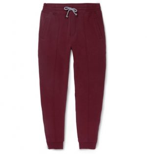 Brunello Cucinelli - Tapered Fleece-Back Stretch-Cotton Jersey Sweatpants - Men - Burgundy Brunello Cucinelli - Tapered Fleece-Back Stretch-Cotton Jersey Sweatpants - Men - Burgundy
