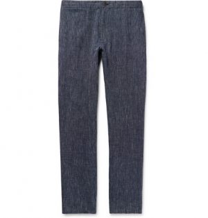 Club Monaco - Navy Slim-Fit Striped Linen Trousers - Men - Navy Club Monaco - Navy Slim-Fit Striped Linen Trousers - Men - Navy