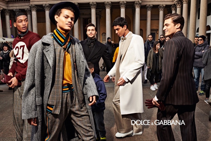 Timothy Lewis, Mimir Jensen, Federico Massaro, and Saif Khorchid front Dolce & Gabbana's fall-winter 2019 men's campaign.