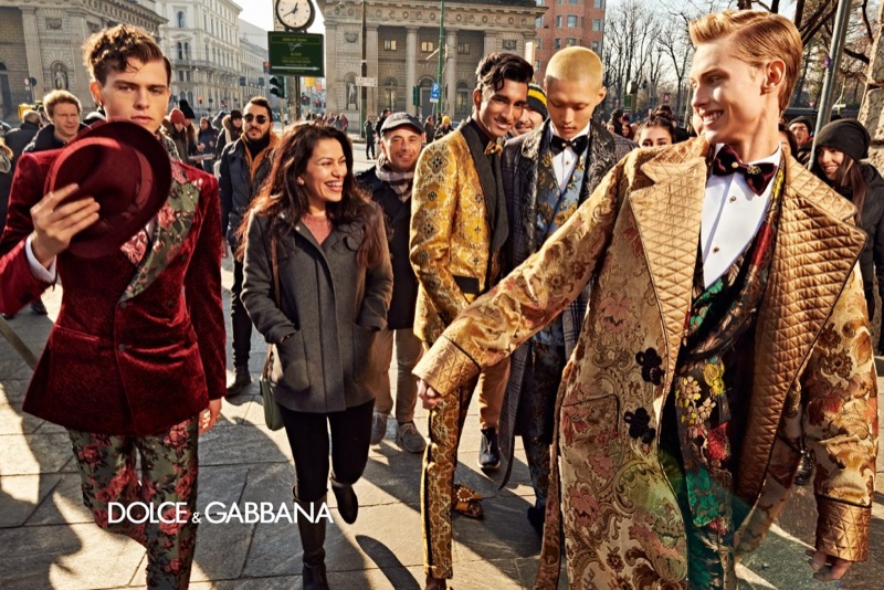 Andrea Quaranta, Jeenu Mahadevan, Won Kong, and Oliver Houlby take to the streets of Milan for Dolce & Gabbana's fall-winter 2019 men's campaign.