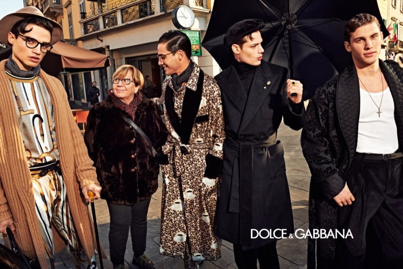 Rodrigo Almeida, Jhonattan Burjack, Luigi Anzolin, and Maxime Trabouile star in Dolce & Gabbana's fall-winter 2019 men's campaign.