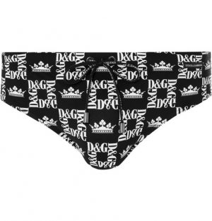 Dolce & Gabbana - Logo-Print Swim Briefs - Men - Black Dolce & Gabbana - Logo-Print Swim Briefs - Men - Black