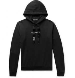 Dolce & Gabbana - Slim-Fit Logo-Embroidered Loopback Cotton-Jersey Hoodie - Men - Black Dolce & Gabbana - Slim-Fit Logo-Embroidered Loopback Cotton-Jersey Hoodie - Men - Black
