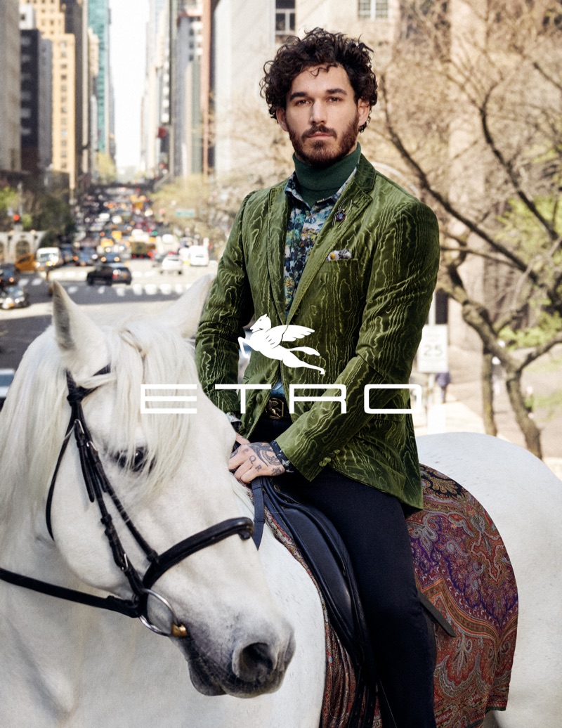 David Alexander Flinn stars in Etro's fall-winter 2019 men's campaign.