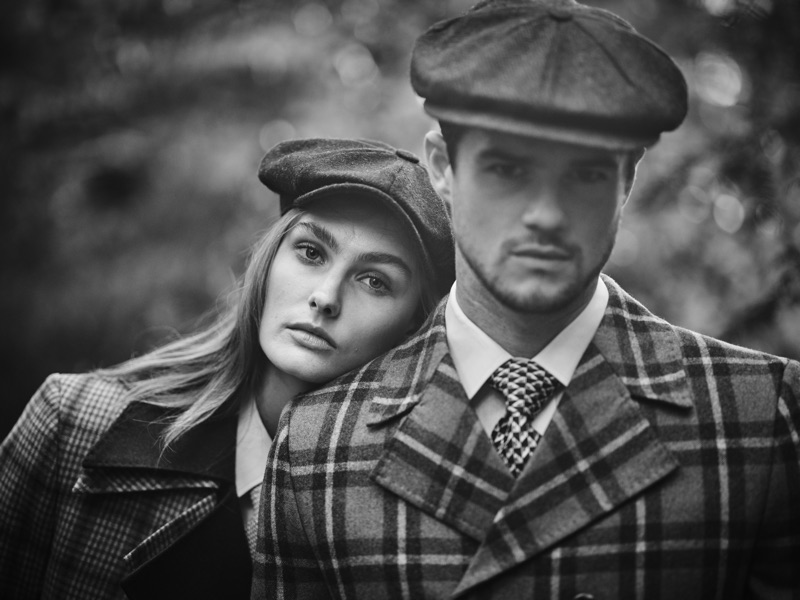 Erin Heart and Christian Williams wear all clothes Helen Anthony and hats Laird Hatters.