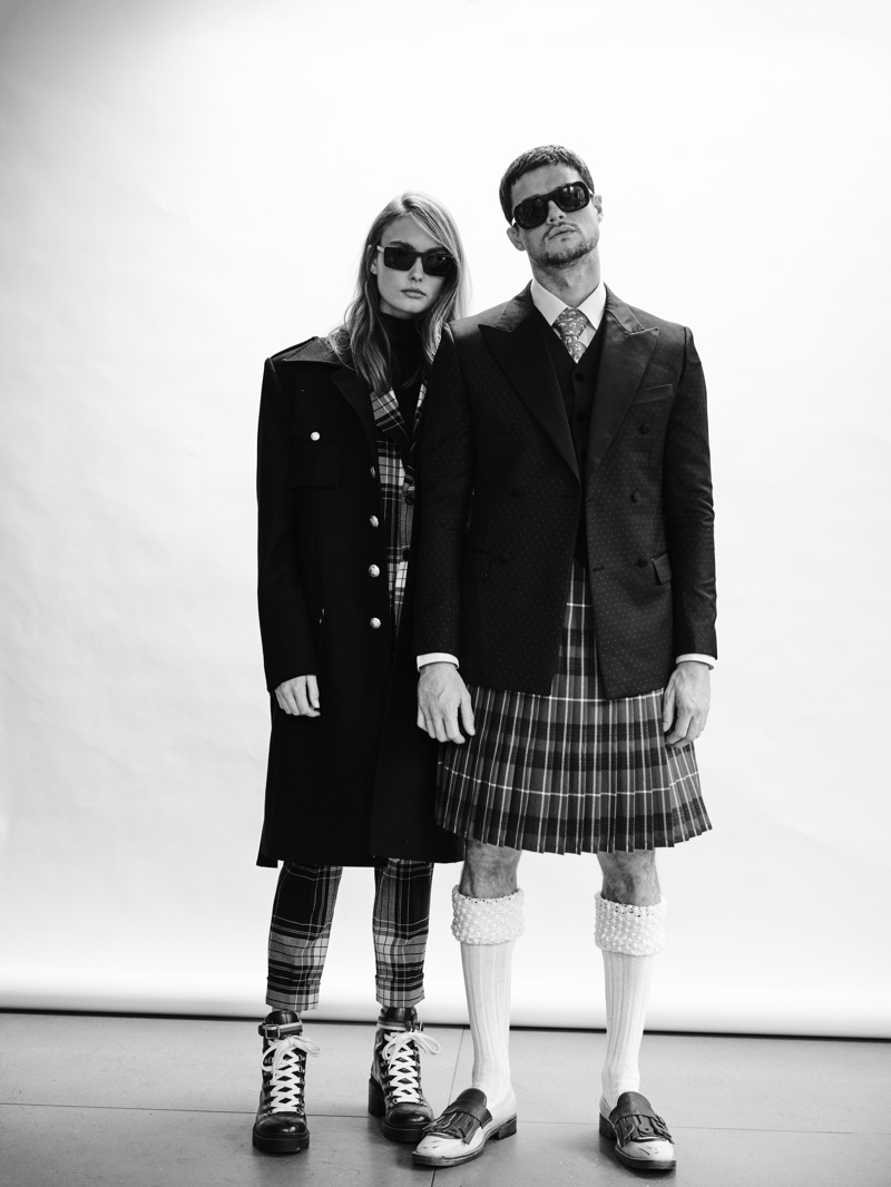 Embodying an effortless cool, Erin Heart and Christian Williams brush up on smart style in Helen Anthony. The models also wear sunglasses from Delirious Eyewear. 