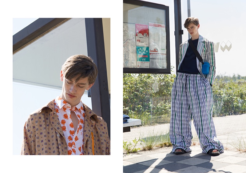 Captured at the tram station, Ilan wears Kenzo.