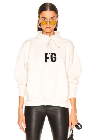 Fear of God Mock Neck 'FG' Pullover in White. - size XL (also in ) Fear of God Mock Neck 'FG' Pullover in White. - size XL (also in )