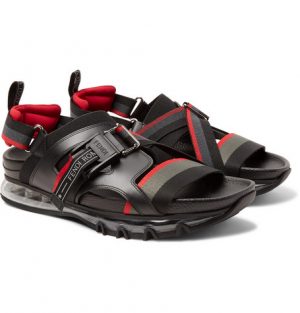 Fendi - Leather-Trimmed Webbing Sandals - Men - Black Fendi - Leather-Trimmed Webbing Sandals - Men - Black