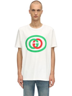 Gg Interlock Logo Printed Cotton T-shirt Gg Interlock Logo Printed Cotton T-shirt