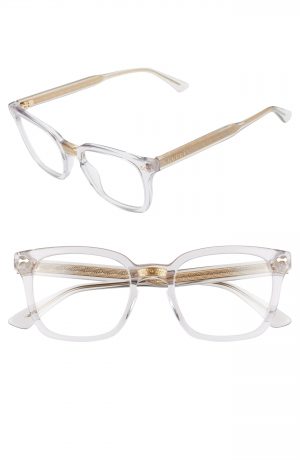 Gucci 50Mm Square Optical Glasses - Grey Gucci 50Mm Square Optical Glasses - Grey