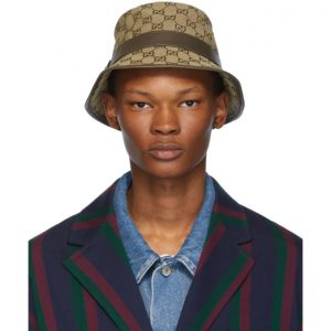 Gucci Brown and Beige Canvas GG Hat Gucci Brown and Beige Canvas GG Hat