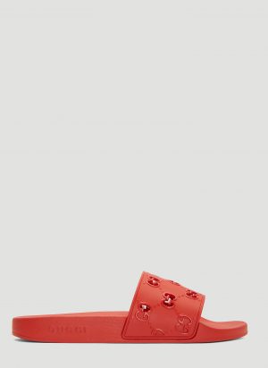 Gucci GG Cut-Out Rubber Slides in Red size UK - 06 Gucci GG Cut-Out Rubber Slides in Red size UK - 06