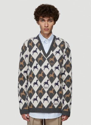 Gucci Horse Intarsia Knit Sweater in Grey size L Gucci Horse Intarsia Knit Sweater in Grey size L
