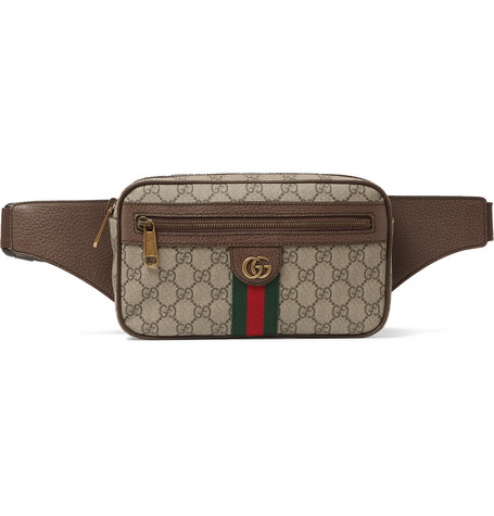 Gucci – Leather-Trimmed Monogrammed Coated-Canvas Belt Bag – Men – Beige | The Fashionisto