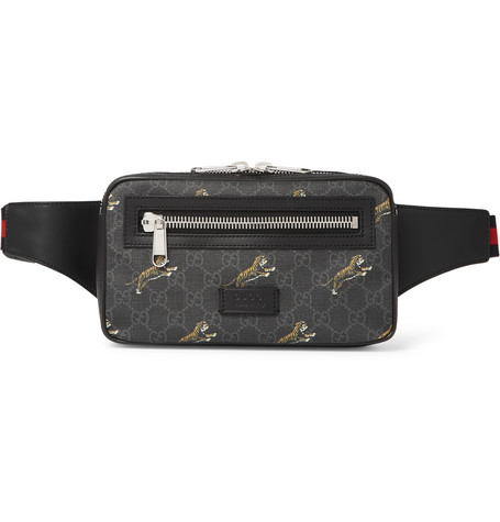 Gucci – Leather-Trimmed Monogrammed Coated-Canvas Belt Bag – Men – Black | The Fashionisto