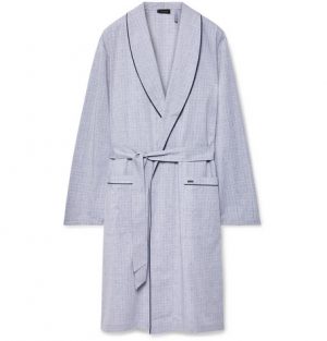 Hanro - Theo Checked Mercerised Cotton Robe - Men - Gray Hanro - Theo Checked Mercerised Cotton Robe - Men - Gray