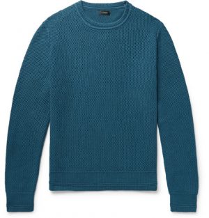 J.Crew - Honeycomb-Knit Cotton Sweater - Men - Petrol J.Crew - Honeycomb-Knit Cotton Sweater - Men - Petrol