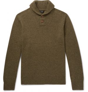 J.Crew - Shawl-Collar Merino Wool-Blend Sweater - Men - Green J.Crew - Shawl-Collar Merino Wool-Blend Sweater - Men - Green