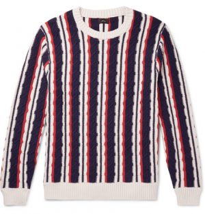 J.Crew - Striped Cable-Knit Cotton Sweater - Men - Navy J.Crew - Striped Cable-Knit Cotton Sweater - Men - Navy