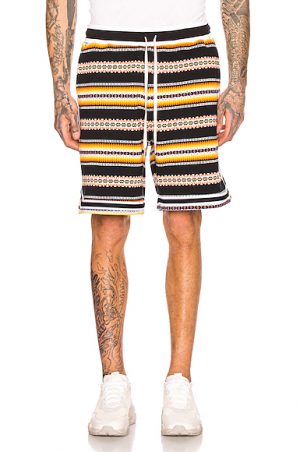 JOHN ELLIOTT Jacquard Basketball Shorts in Abstract,Black,Stripes,Yellow. - size L (also in M,S) JOHN ELLIOTT Jacquard Basketball Shorts in Abstract,Black,Stripes,Yellow. - size L (also in M,S)