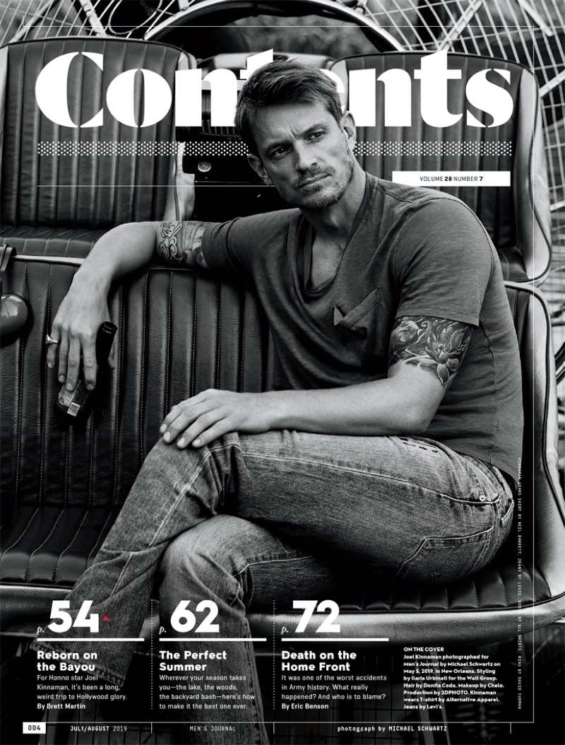 Actor Joel Kinnaman goes casual for the pages of Men's Journal.