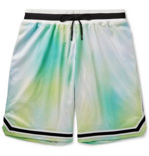 John Elliott - Tie-Dyed Mesh Drawstring Shorts - Men - Green John Elliott - Tie-Dyed Mesh Drawstring Shorts - Men - Green