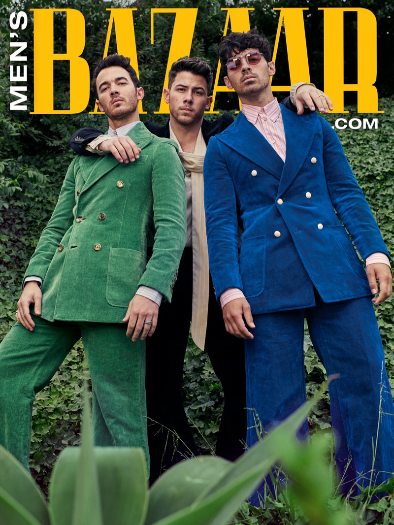 The Jonas Brothers pose for a special digital cover for Harper's Bazaar.