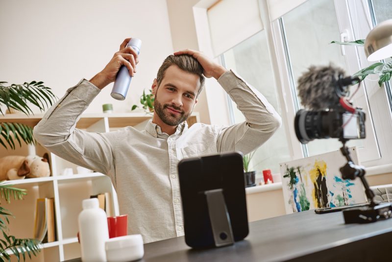 Man Filming Beauty Youtube Video
