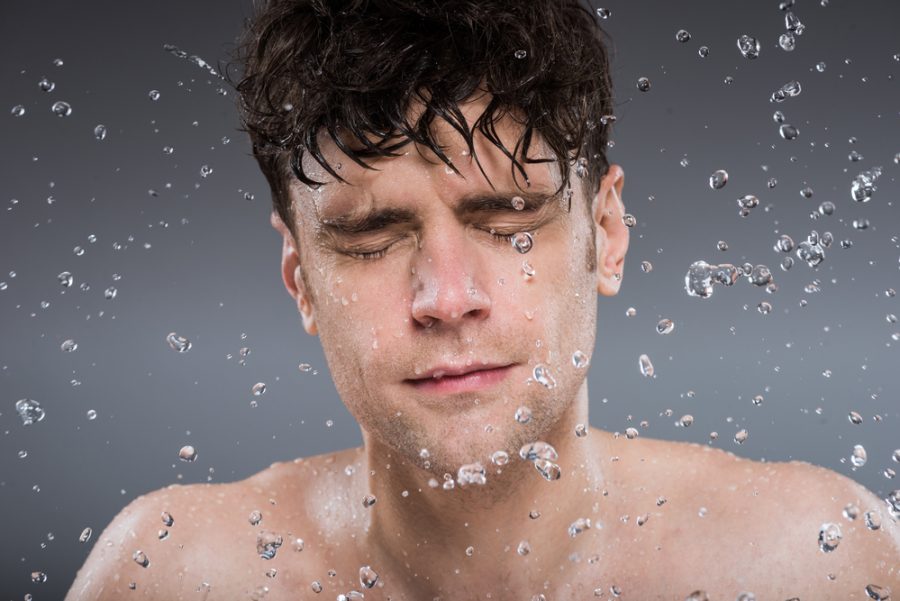 Man Washing Face Water