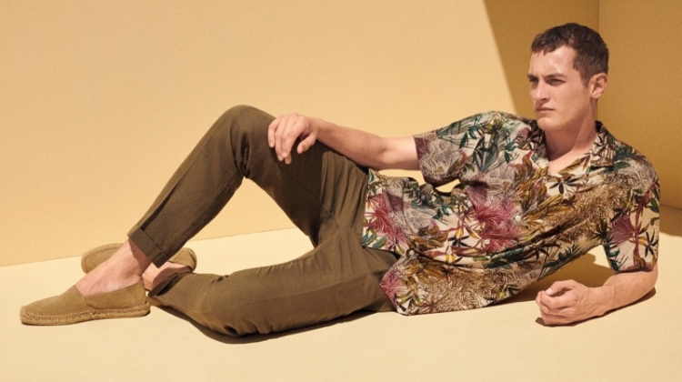 Connecting with Mango for summer, Rutger Schoone models the brand's latest fashions.