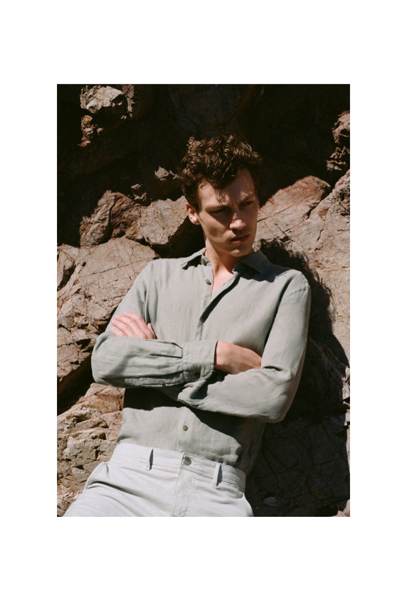 Swann Guerrault wears a look from Massimo Dutti's sustainable collection.