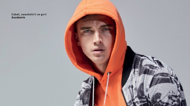 Matthew Holt Sports Statement Looks for Beymen Going sporty, Matthew Holt wears an all-over print from Academia.