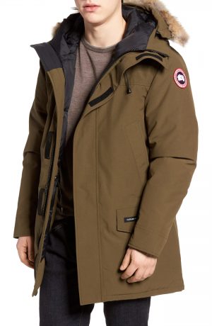 Men's Canada Goose Langford Slim Fit Down Parka With Genuine Coyote Fur Trim, Size X-Small - Green Men's Canada Goose Langford Slim Fit Down Parka With Genuine Coyote Fur Trim, Size X-Small - Green