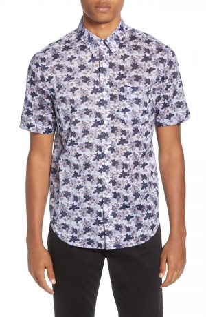 Men's Club Monaco Baja Blossom Regular Fit Short Sleeve Button-Down Sport Shirt Men's Club Monaco Baja Blossom Regular Fit Short Sleeve Button-Down Sport Shirt