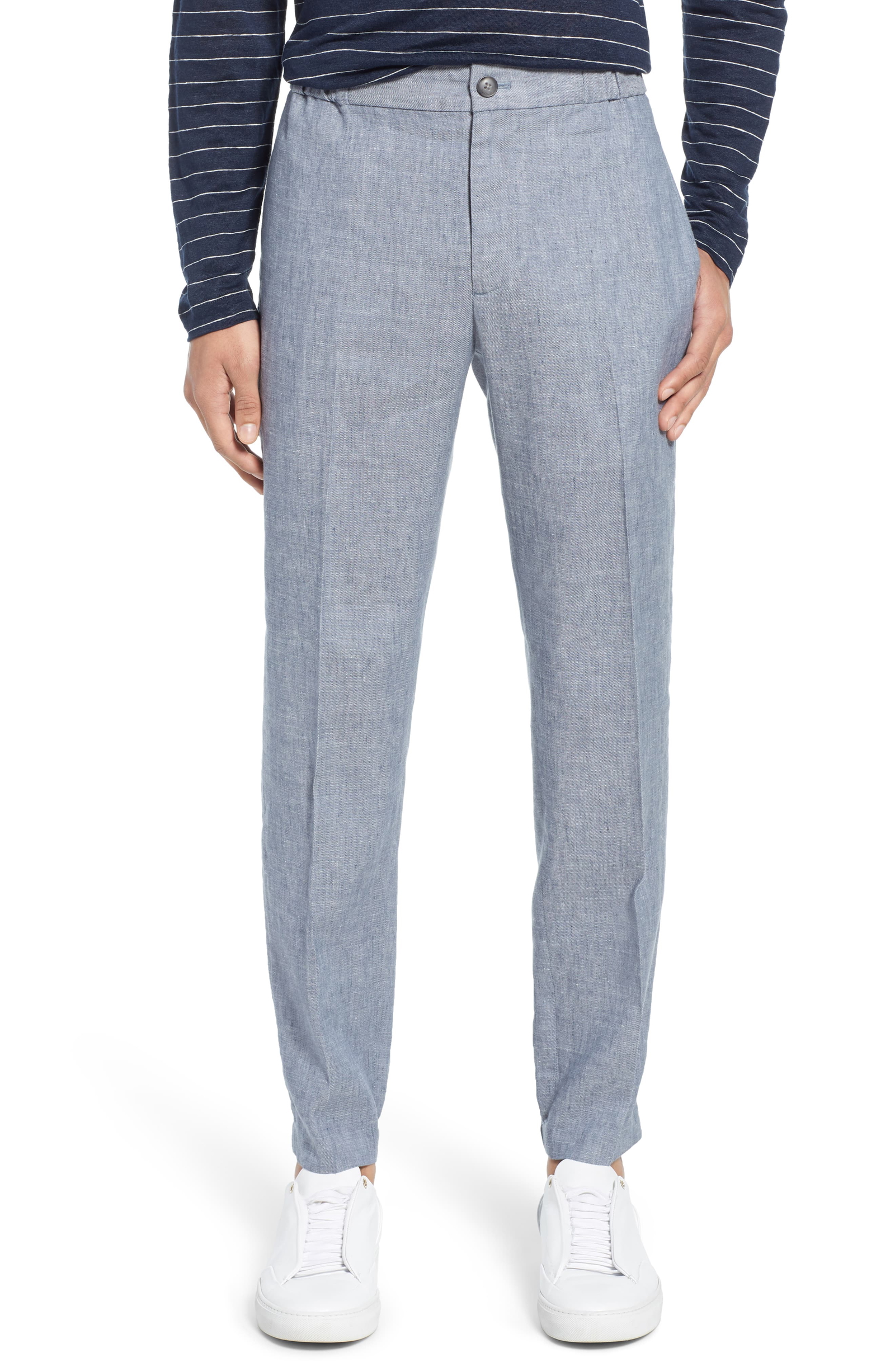 Men’s Club Monaco Lex Slim Fit Linen Blend Pants, Size Medium – Blue ...