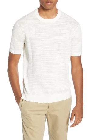 Men's Club Monaco Short Sleeve Cotton Sweater, Size Small - White Men's Club Monaco Short Sleeve Cotton Sweater, Size Small - White